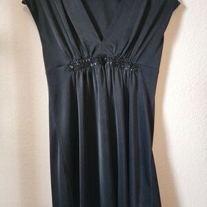 Express Black Ruched Sheath Dress with Flutter Sleeves